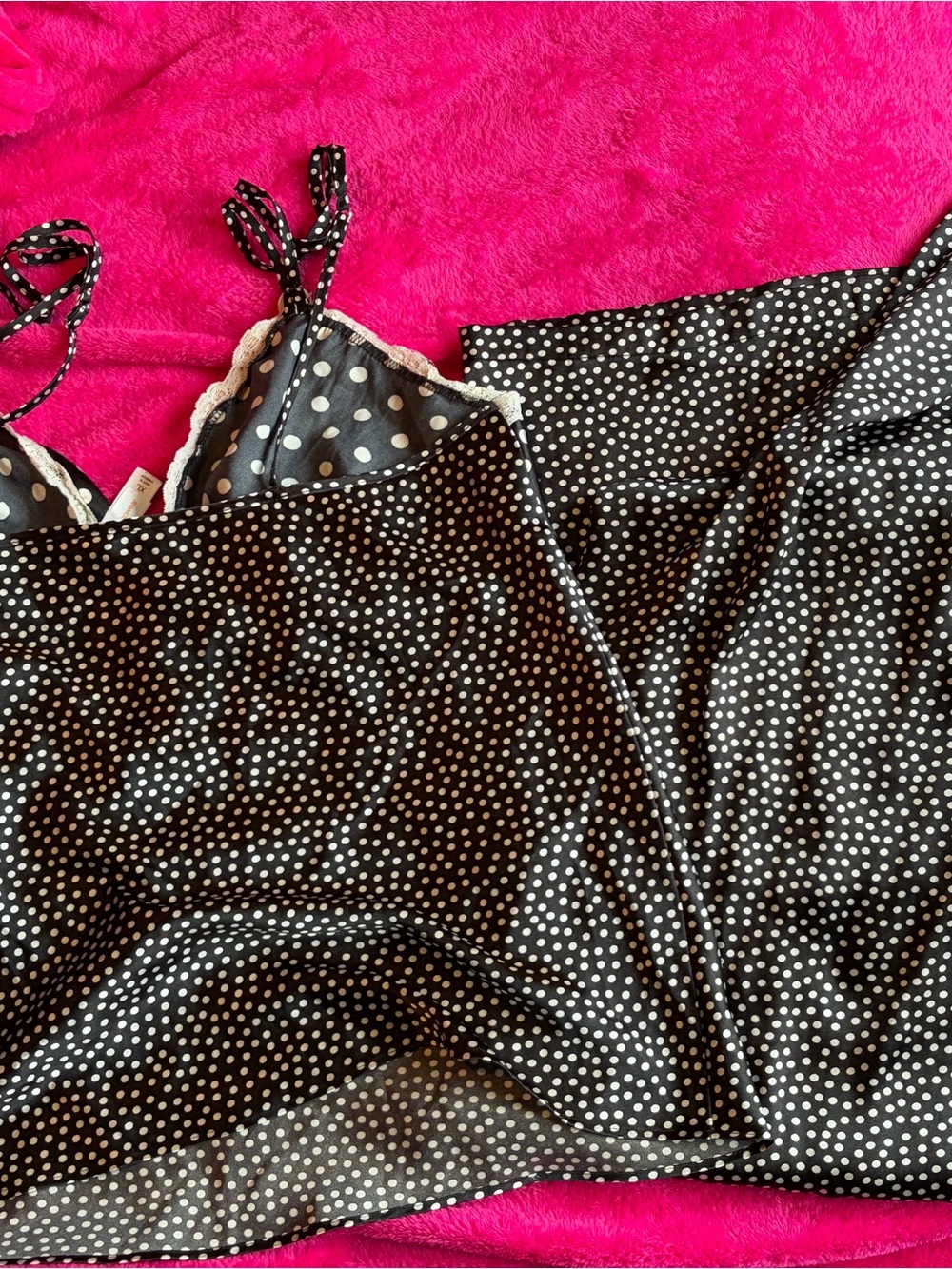 Gilligan & O'Malley Black and White Polka Dot Lace-Trim Sleep Set - Picture 9 of 9
